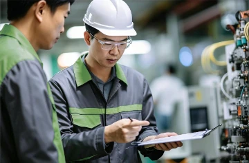 Engineer Inspecting Completed Machinery