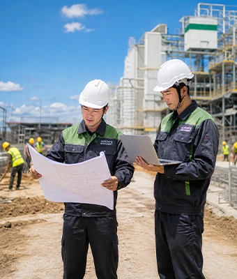 Engineers Guiding Equipment Installation Overseas